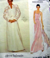 2835 Vogue P BALMAIN LONG STRAPPY EVE DRESS, JACKET PATTERN 12, 14, 16 choice
